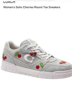 Coach Denim Sneakers with Red Cherry Embroidery